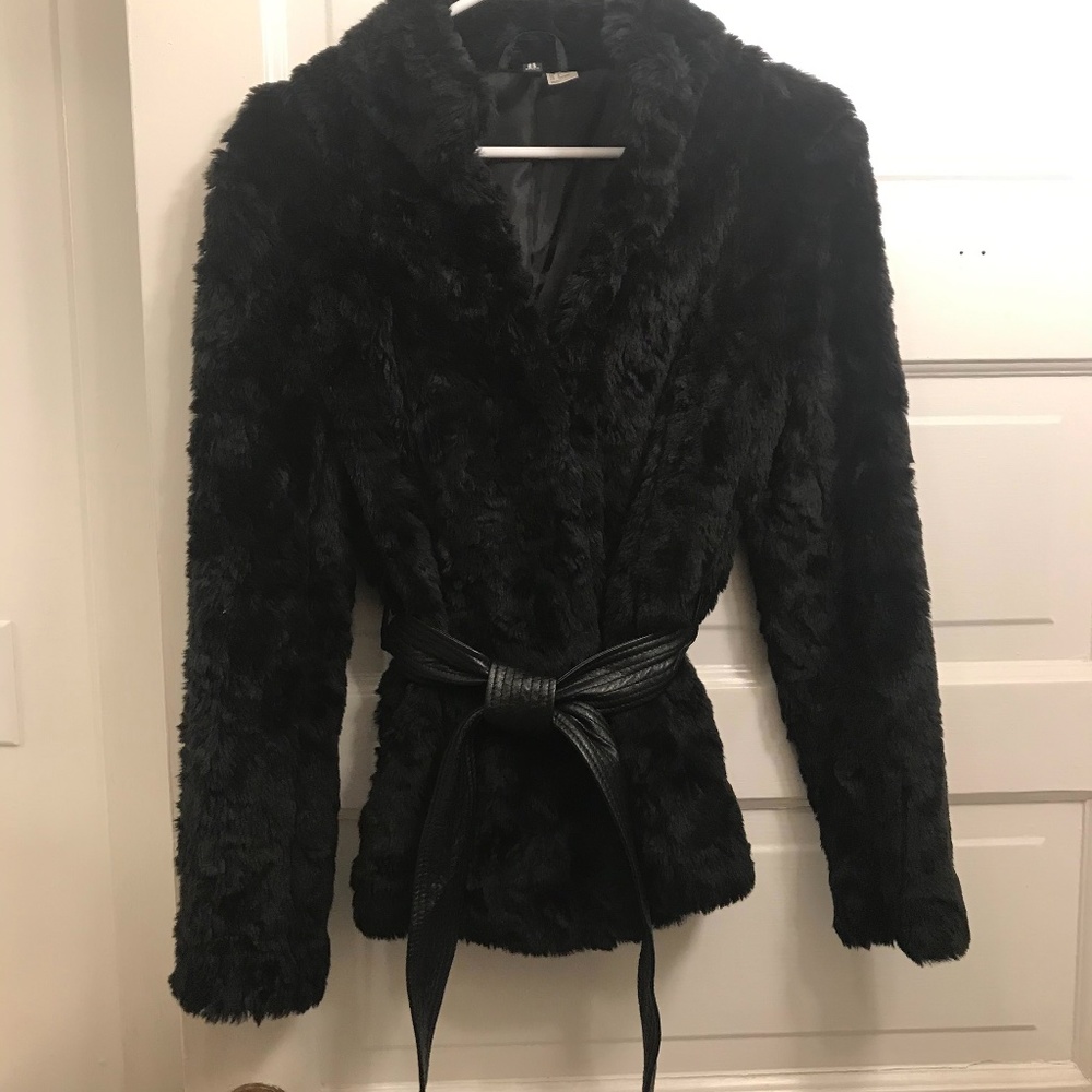 Black faux fur jacket by Divided from H&M